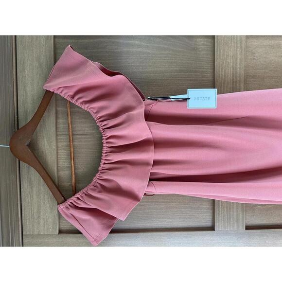 NWT 1.STATE Coral Ruffle Off the Shoulder Midi Dress Women’s size 10​ - Picture 3 of 12